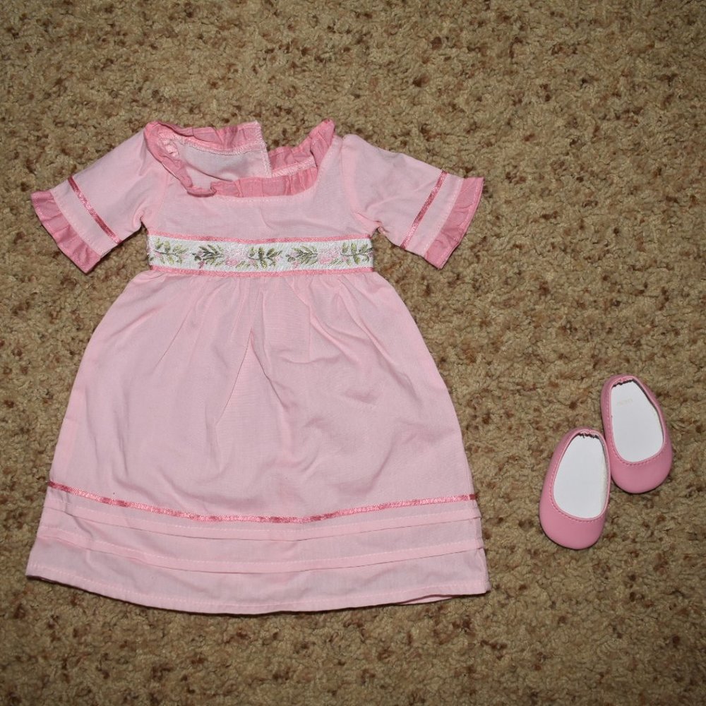 American Girl Caroline Pink Dress and shoes